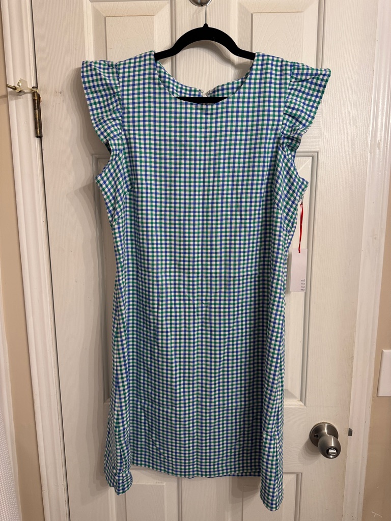 Elle Blue & Green Checked Button-Up